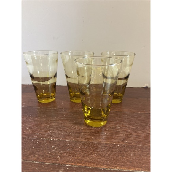 Libbey Other - Vintage Libbey Honey Amber Ripple Wave Drinking Glasses Swirl Ripple Set Of 4